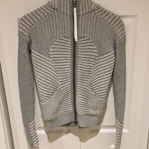 lululemon athletica Gray Ribbed Zip-Up Cardigan